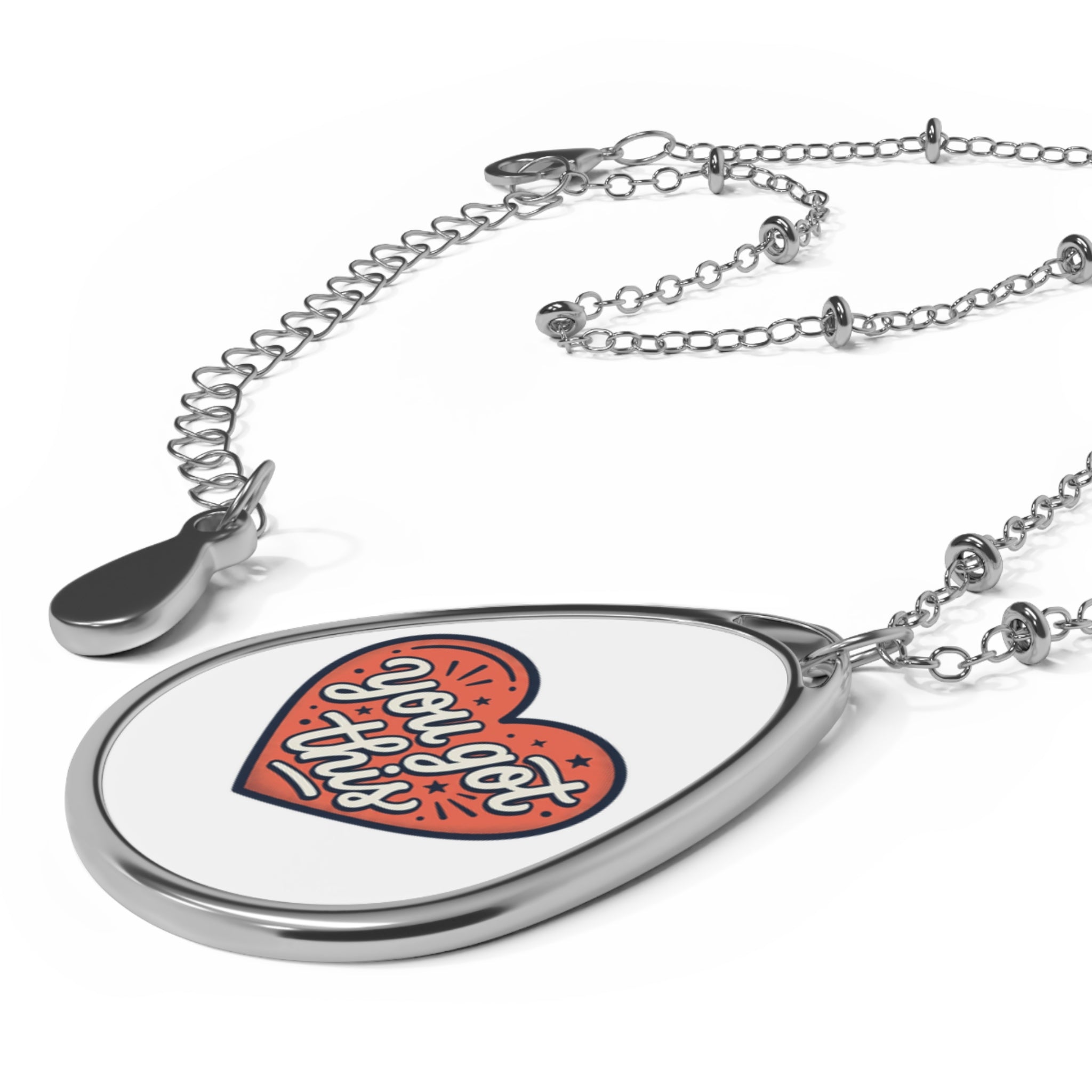 Oval Necklace — "You Got This" Motivational Heart Pendant
