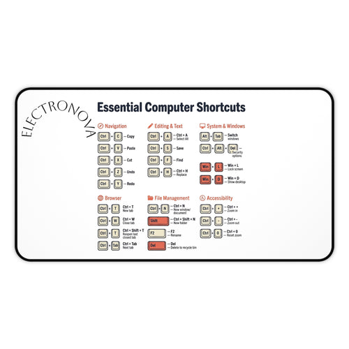 Desk Mat — Essential Computer Shortcuts Reference